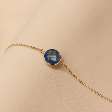 Forse Zincirli Blue Aura Minimal Bileklik