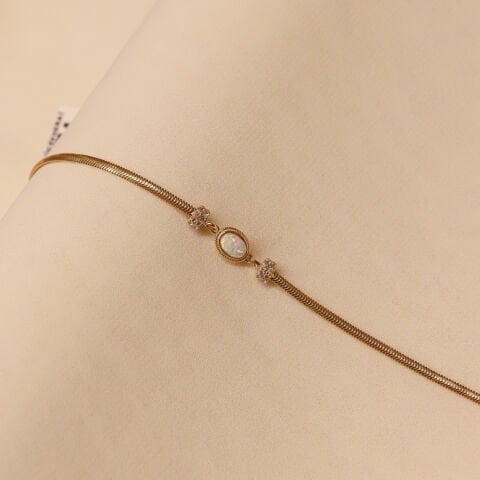Opal Taşlı Balık Sırtı Modern Bileklik