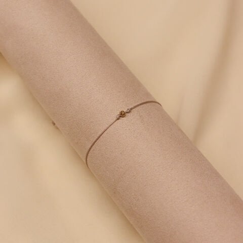 2 Mm Dorika Bej İpli Bileklik