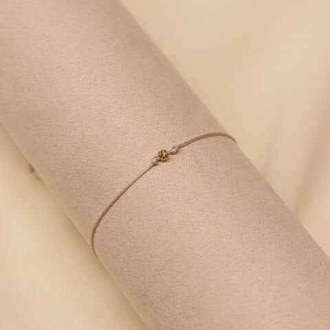 2 Mm Dorika Bej İpli Bileklik