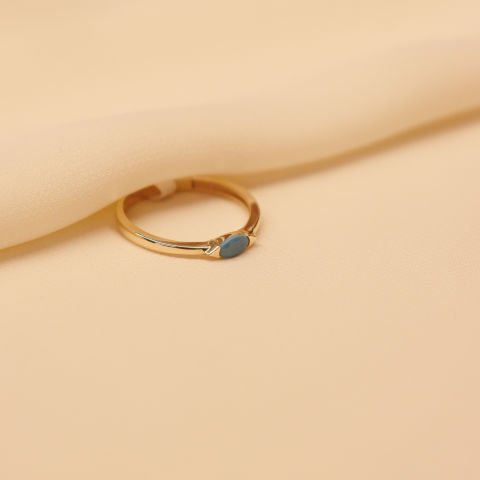 Oval Firuze Taşlı Minimal Yüzük