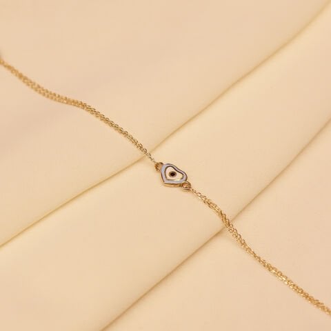 Turkuaz Mineli Kalp Minimal Bileklik