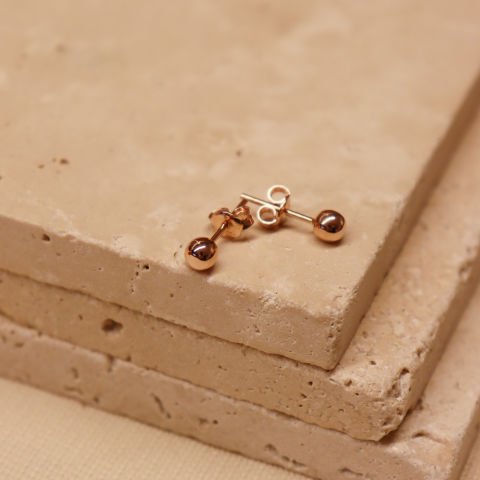 4 mm Rose Parlak Top Vidalı Küpe
