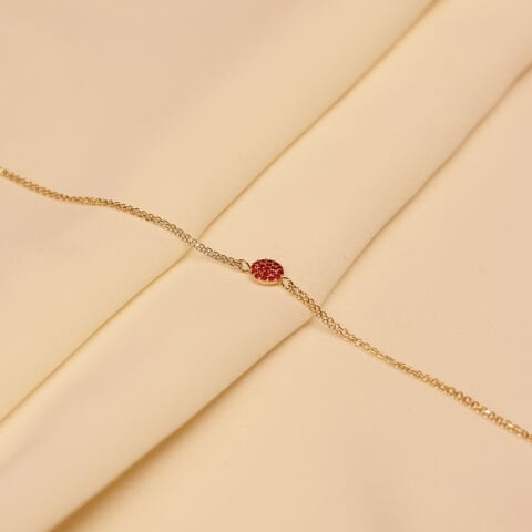 Yakut Taşlı Plaka Minimal Bileklik