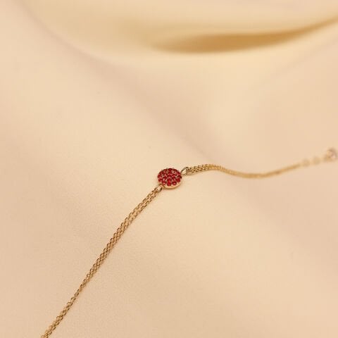 Yakut Taşlı Plaka Minimal Bileklik