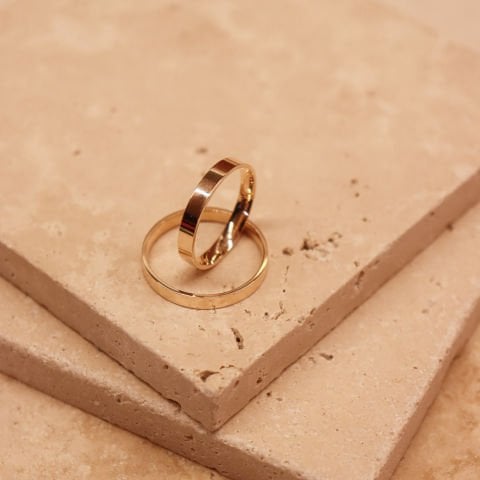3 mm Rose Gold Kare Kesim  Modern Alyans