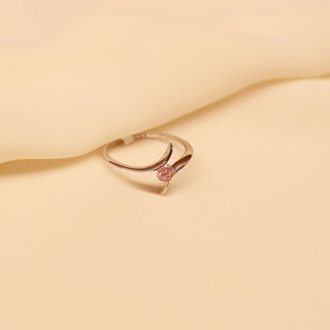 Toz Pembe Taşlı Minimal Yüzük