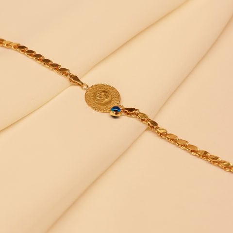 Pullu Zincirli Çeyrekli Bileklik