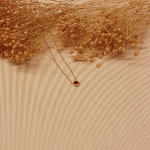 Oğlak Burcu Garnet Minimal Kolye
