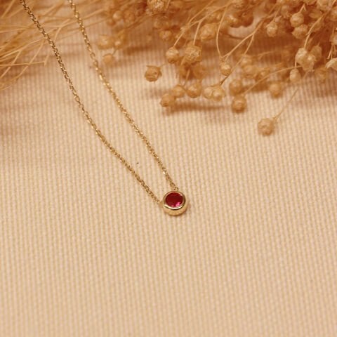 Oğlak Burcu Garnet Minimal Kolye