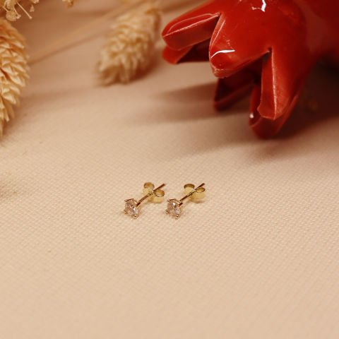4 Tırnak Tektaş Small Vidalı Küpe