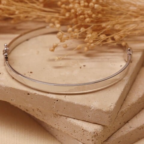 6 Mm Beyaz Sade Modern Kelepçe