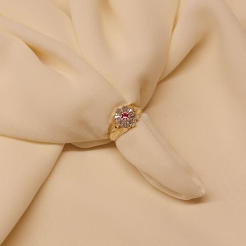 Yakut Taşlı Şövalye Modern Yüzük