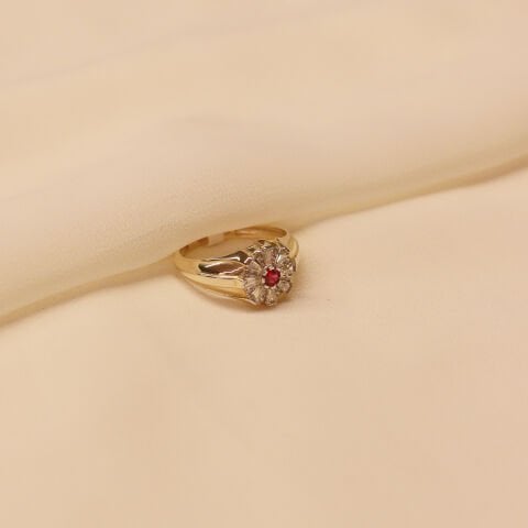 Yakut Taşlı Şövalye Modern Yüzük