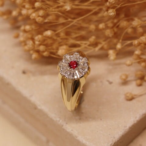 Yakut Taşlı Şövalye Modern Yüzük