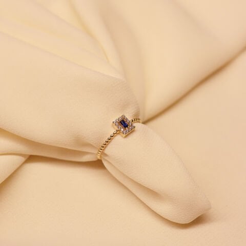 Safir Taşlı Minimal Yüzük