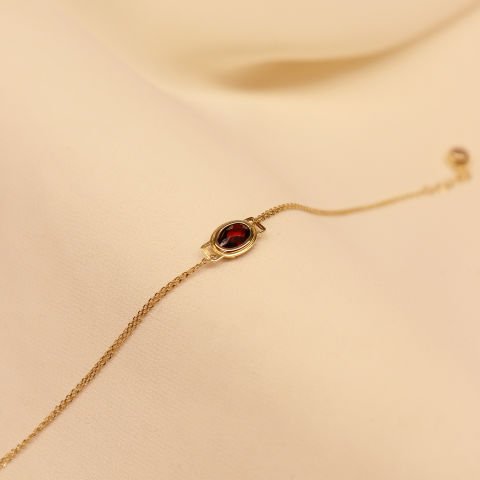 Yakut Taşlı Minimal Bileklik
