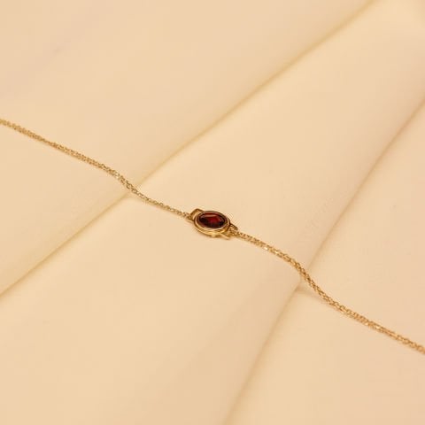 Yakut Taşlı Minimal Bileklik