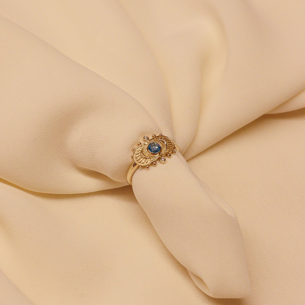 Aquamarine Plaka Modern Yüzük