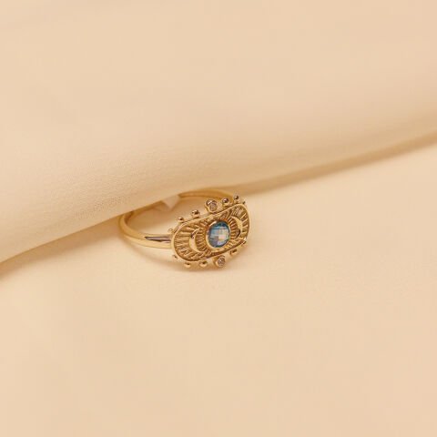 Aquamarine Plaka Modern Yüzük