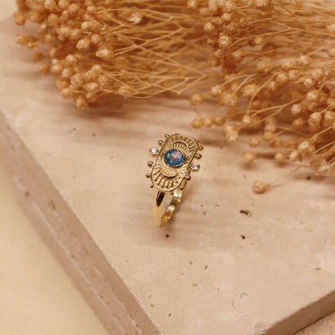 Aquamarine Plaka Modern Yüzük