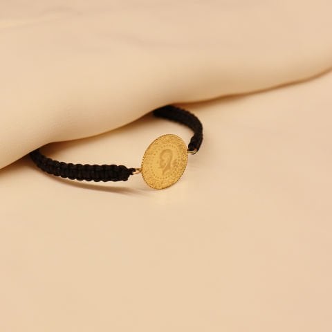 Siyah İpli Çeyrekli Bileklik