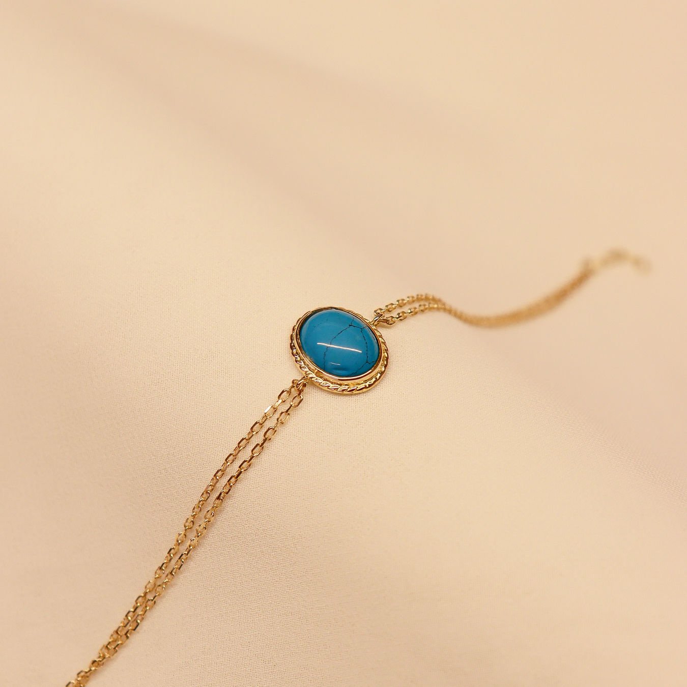 Sıvama Firuze Taşlı Minimal Bileklik