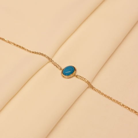 Sıvama Firuze Taşlı Minimal Bileklik