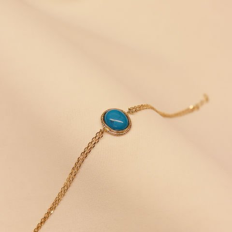 Sıvama Firuze Taşlı Minimal Bileklik