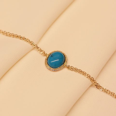 Sıvama Firuze Taşlı Minimal Bileklik