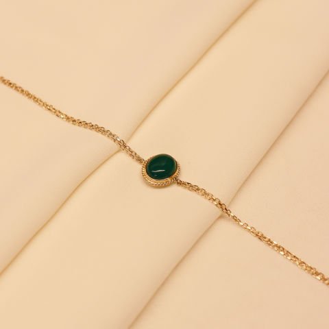 Sıvama Yeşim Taşlı Minimal Bileklik