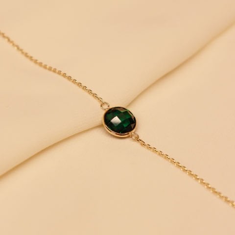 Zümrüt Sıvama Taşlı Modern Bileklik