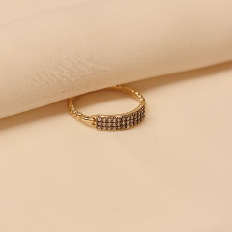 Taşlı Künye Minimal Yüzük