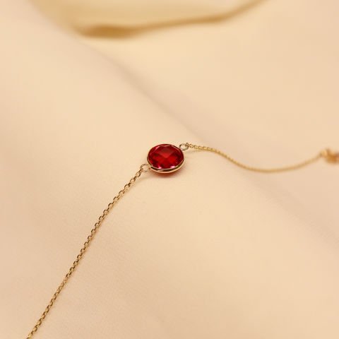 Forse Zincirli Red Aura Minimal Bileklik