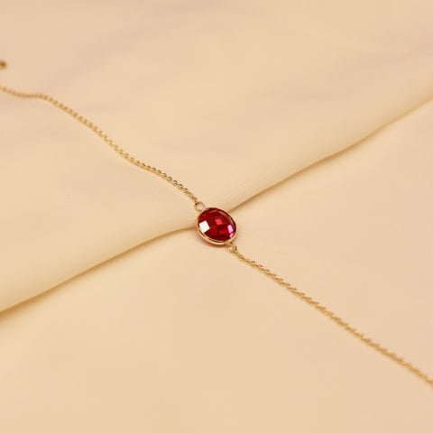 Yakut Sıvama Taşlı Modern Bileklik