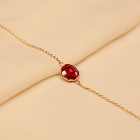 Yakut Sıvama Taşlı Modern Bileklik