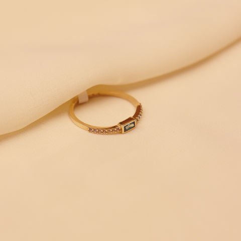 Aquamarine Taşlı Minimal Yüzük