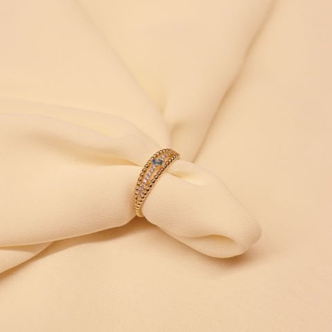 Aquamarine Taşlı Top Minimal Yüzük