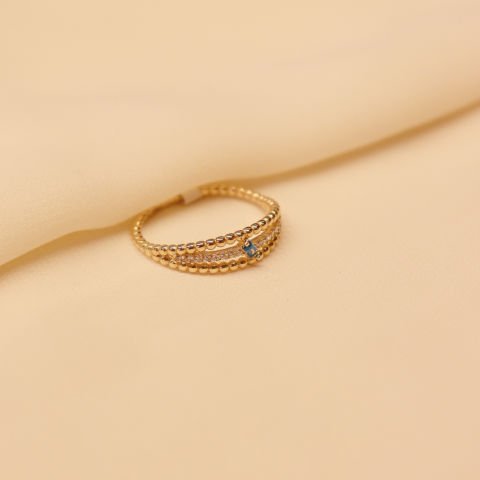 Aquamarine Taşlı Top Minimal Yüzük